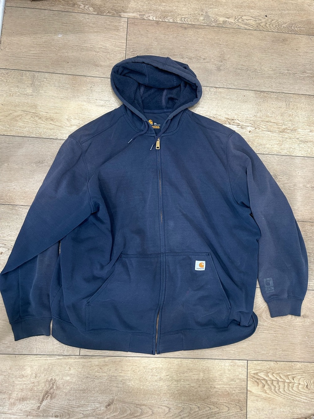Carhartt Hoodie Men's 3XL Reg Blue Rain Defender Fleece Original Fit Zippered